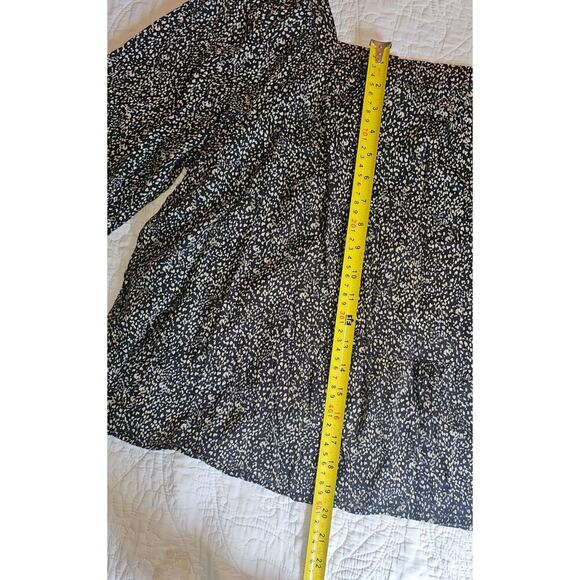 Black & White spots With Square Neck Peasant Blouse Old Navy L Boho Puff Sleeve - Picture 7 of 9